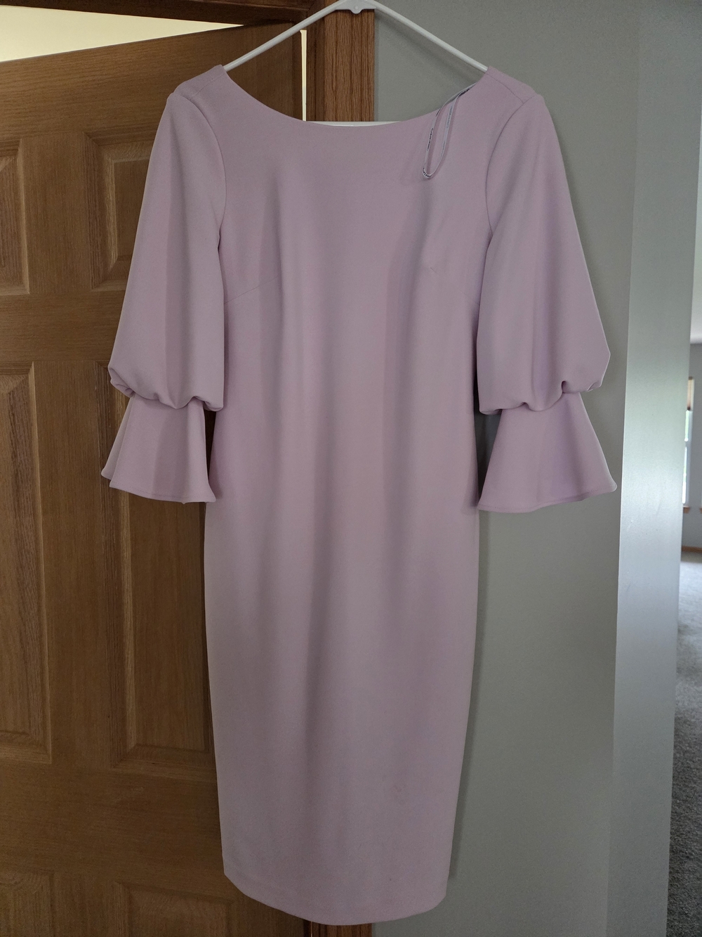 Calvin Klein Dusty Pink Bell-Sleeve Midi Dress
